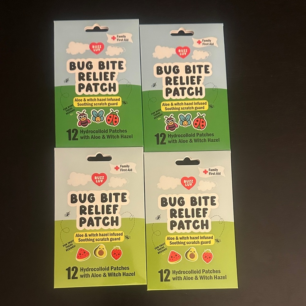 4 pks Buzz Luv Bug Bite Relief Patch Insects & Fruit styles